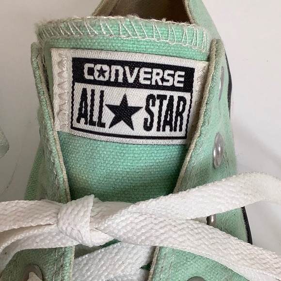 Converse low tops mint/white sneakers size 13 girl - Picture 2 of 12